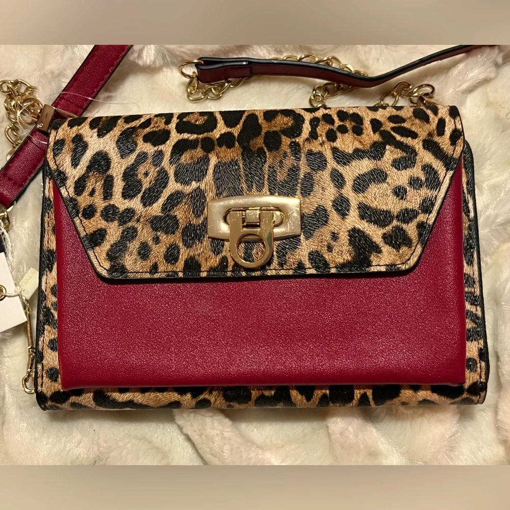 Isabelle Vegan Leather animal print crossbody NWT